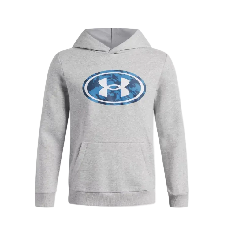 Under Armour Boys Hoodie Rival Fleece Key Print Fill Mod Gray Light Heather/White