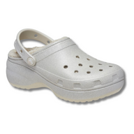 Crocs Womens Sandal Classic Platform Lined Clog Glitter Silver