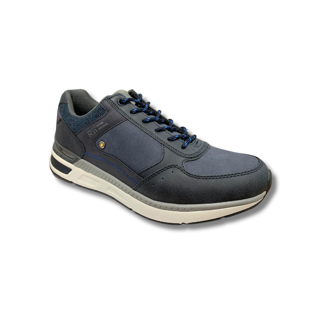 Route 21 men's navy and blue lace-up trainer