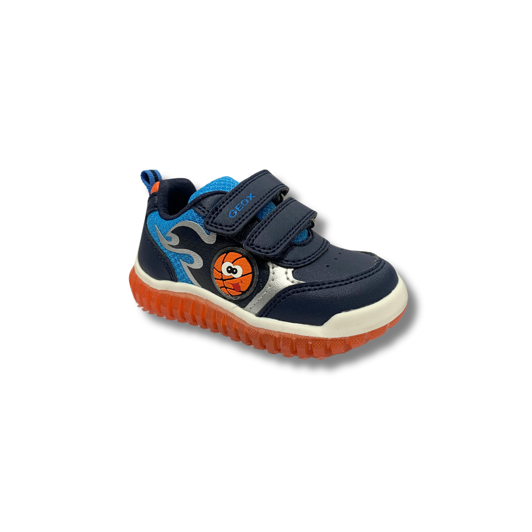 Geox boys' navy and orange trainer with velcro