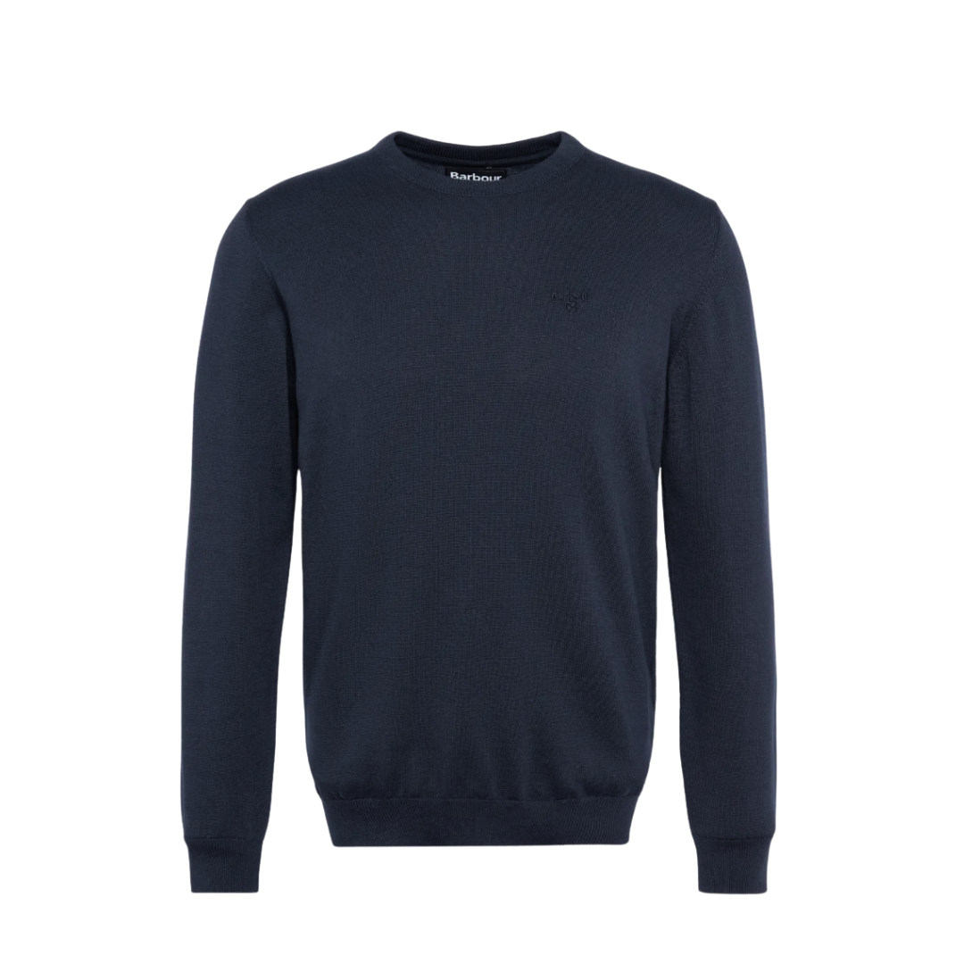 Barbour Mens Jumper Pima Cotton Crew Navy