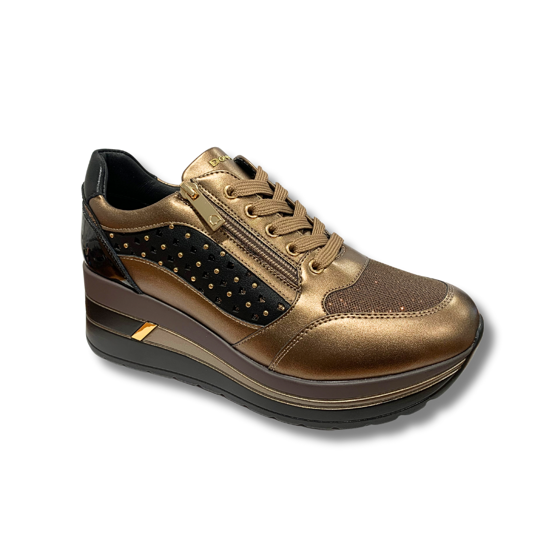 Donna Serena Womens Trainer Megan Bronze/Nero