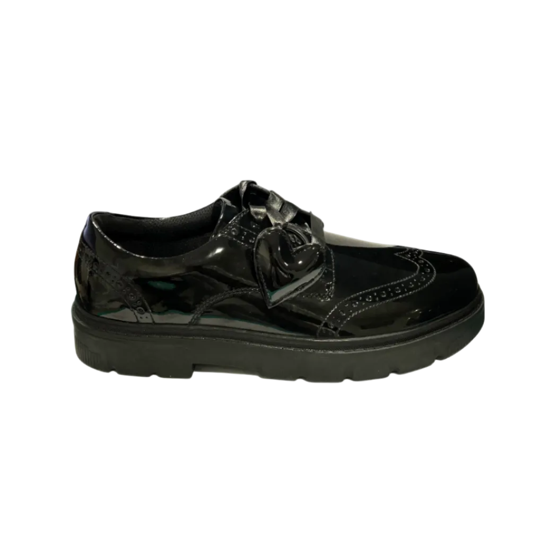 Clarks Girls Shoe Lorcam Lace Y. Black Patent