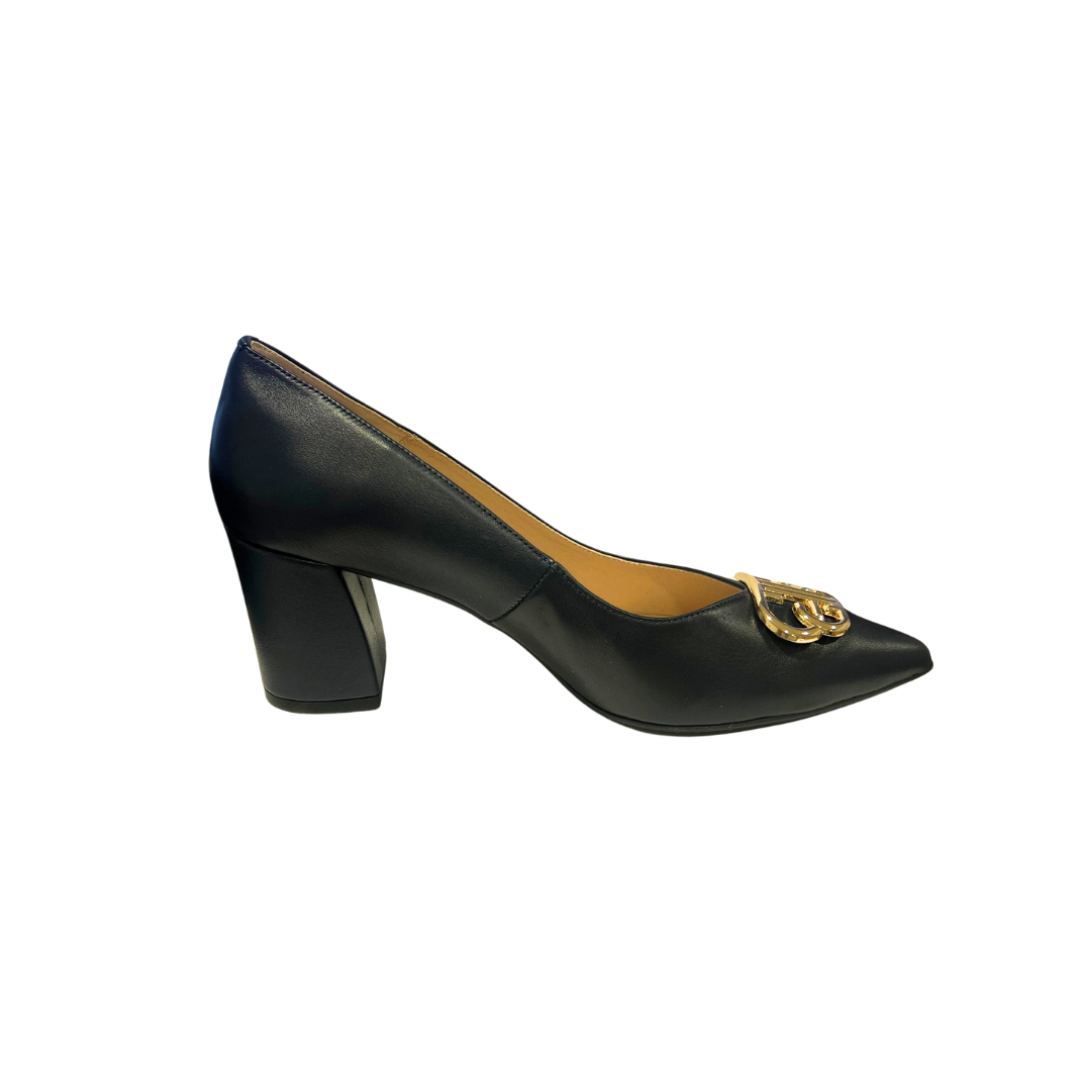 Emis women's navy heeled court shoe