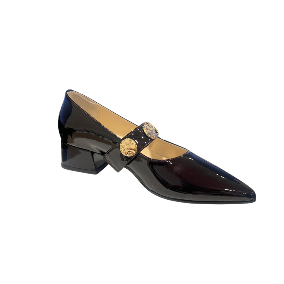 Emis women's burgundy patent court shoe