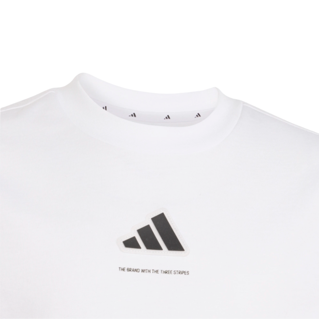 Adidas Boys T-Shirt Slogan Single Jersey White