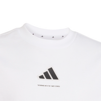 Adidas Boys T-Shirt Slogan Single Jersey White