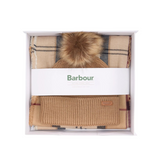 Barbour Womens Beanie/Scarf Dover Hailes Gift Set Hessian Tartan