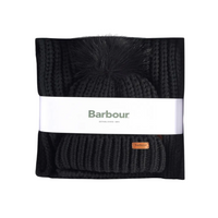 Barbour Womens Beanie/Scarf Saltburn Gift Set Black