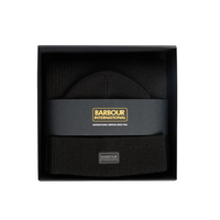 Barbour International Mens Beanie/Scarf Sweeper Legacy Gift Set Black