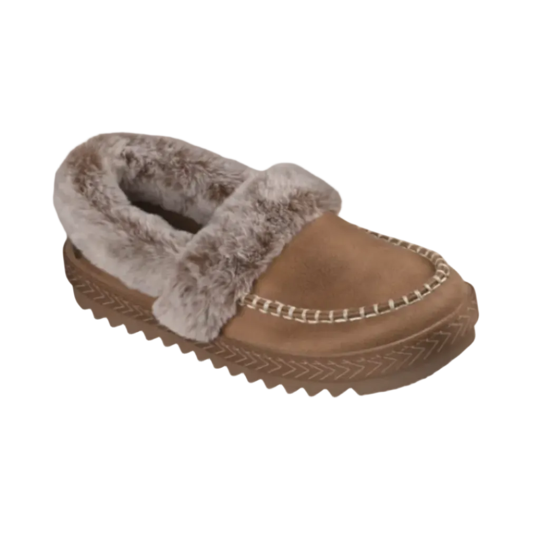 Skechers BOBS Cozy Kiss women's chestnut moccasin-style slippers