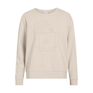 Vila Womens Top Maldea Abstract O-Neck L/S Birch