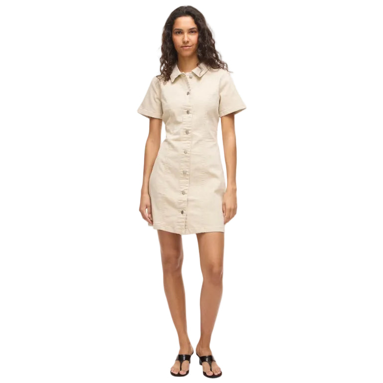 Vila Womens Dress Nisa S/S Denim Ecru