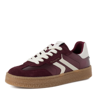 Tamaris women's burgundy suede trainer