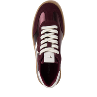 Tamaris women's burgundy suede trainer