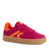 Tamaris women's pink suede lace-up trainer