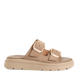 Tamaris women's taupe nubuck sandal with buckle