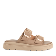 Tamaris women's taupe nubuck sandal with buckle
