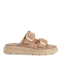 Tamaris women's taupe nubuck sandal with buckle