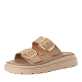 Tamaris women's taupe nubuck sandal with buckle