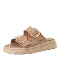 Tamaris women's taupe nubuck sandal with buckle