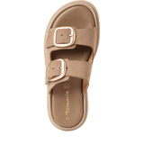 Tamaris women's taupe nubuck sandal with buckle