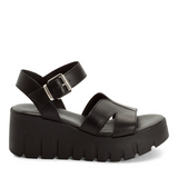 Tamaris women's black denim sandal with buckle