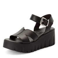 Tamaris women's black denim sandal with buckle