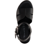 Tamaris women's black denim sandal with buckle