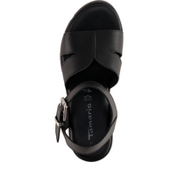 Tamaris women's black denim sandal with buckle