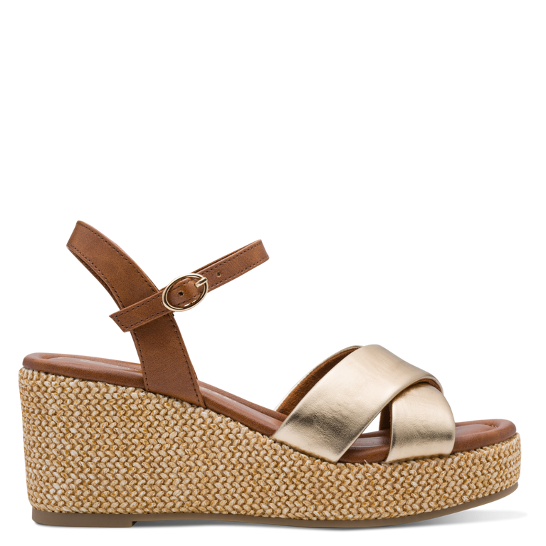 Marco Tozzi Womens Wedge Sandal 28397 Gold Combi