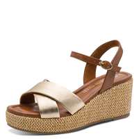 Marco Tozzi women's gold sandal with buckle