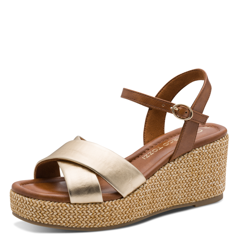 Marco Tozzi women's gold sandal with buckle