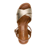 Marco Tozzi women's gold sandal with buckle