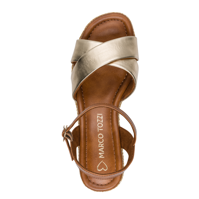 Marco Tozzi women's gold sandal with buckle