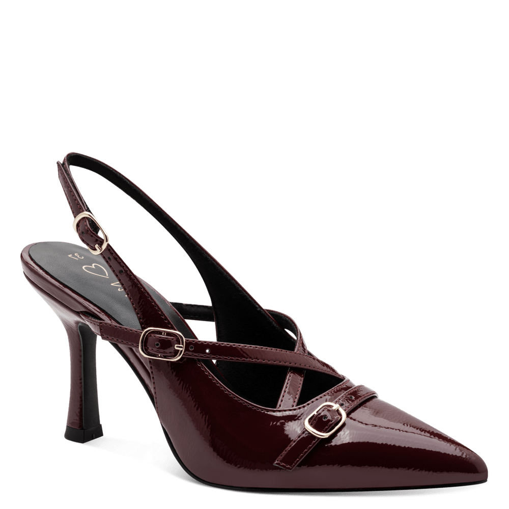 Marco Tozzi women's burgundy patent slingback heel