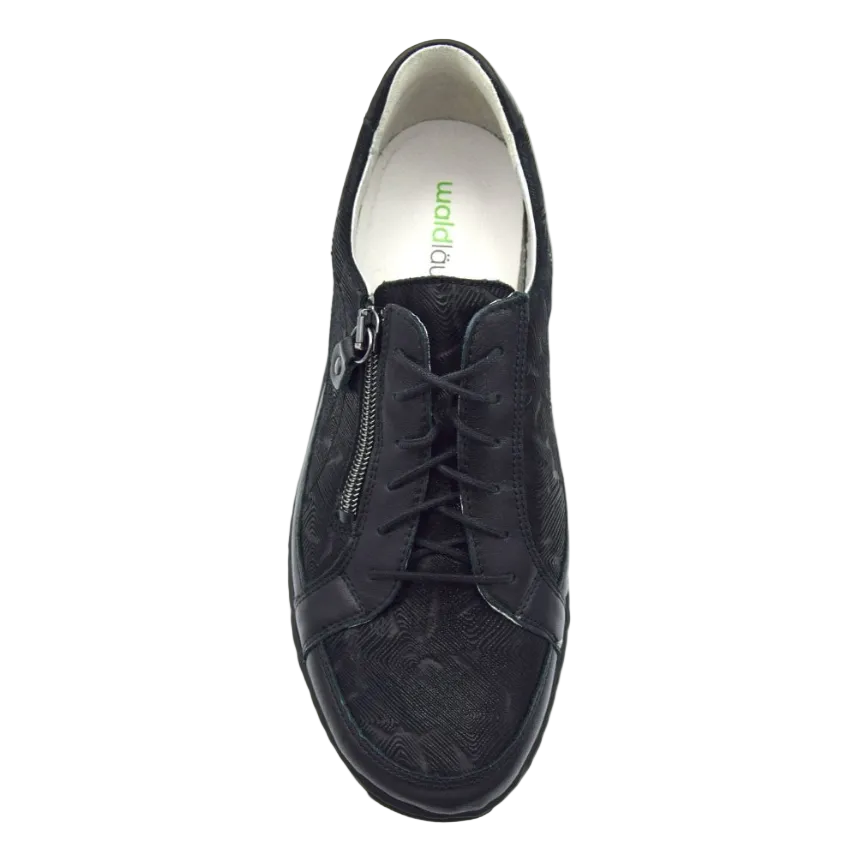 Waldlaufer women's black leather trainer