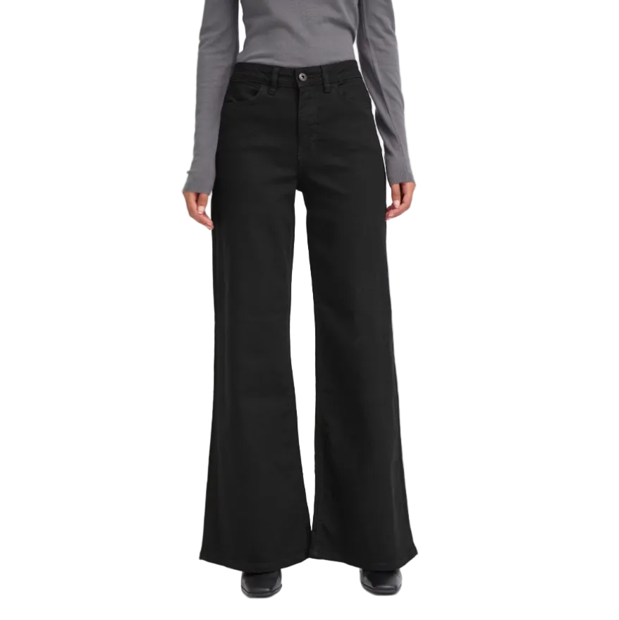 Ichi women's black wide-leg denim jeans