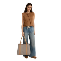 YAYA Womens Top Sleeveless Pleated Neckline Foxtrot Brown