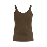 YAYA Womens Top Fitted Mesh Trim Slate Black Brown