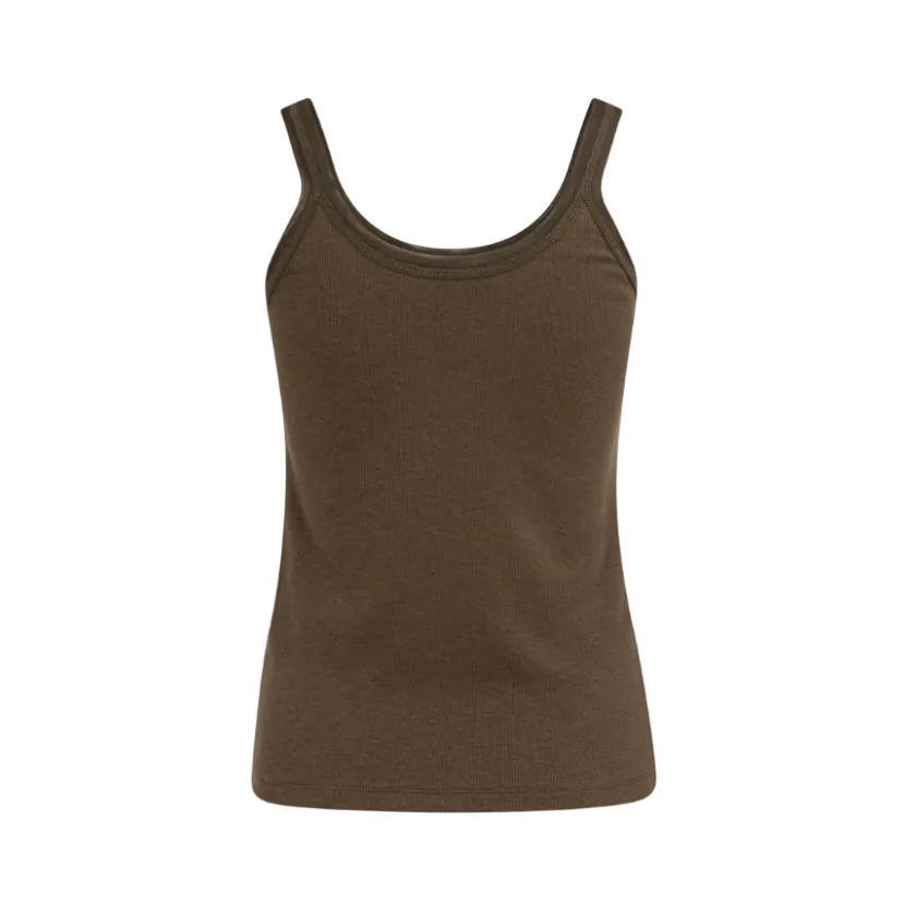 YAYA Womens Top Fitted Mesh Trim Slate Black Brown