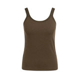 YAYA Womens Top Fitted Mesh Trim Slate Black Brown