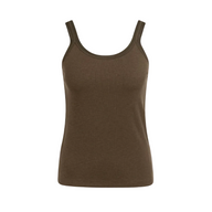 YAYA Womens Top Fitted Mesh Trim Slate Black Brown