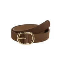 YAYA Womens Belt Suede Oval Buckle Delicioso Brown