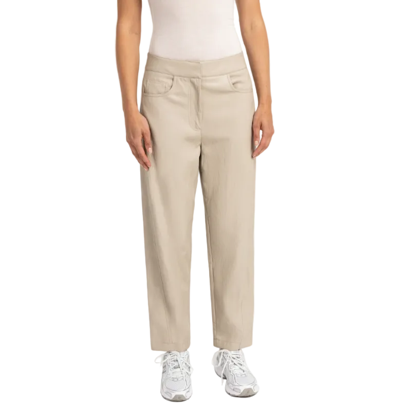 YAYA Womens Trouser Faux Leather Carrot Fit Pure Cashmere Grey