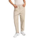 YAYA Womens Trouser Faux Leather Carrot Fit Pure Cashmere Grey