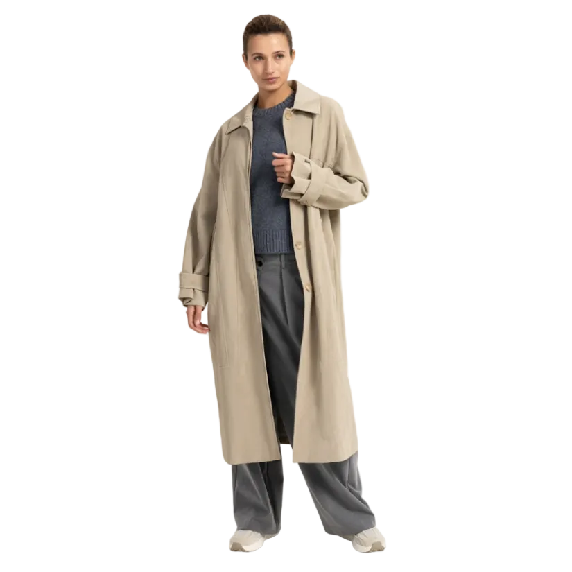 YAYA Womens Coat Long Faux Suede Detachable Collar Pure Cashmere Grey