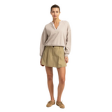 YAYA Womens Sweatshirt V-neck Woven Collar Pure Cashmere Grey Melange