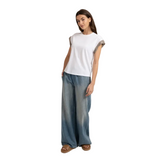 YAYA Womens Top Woven Cuff Pure White
