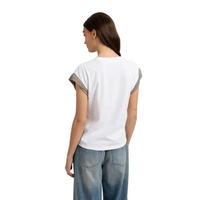 YAYA Womens Top Woven Cuff Pure White